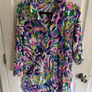Lilly Pulitzer lilllith tunic dress Abstract Button-Up Shirt floral pattern